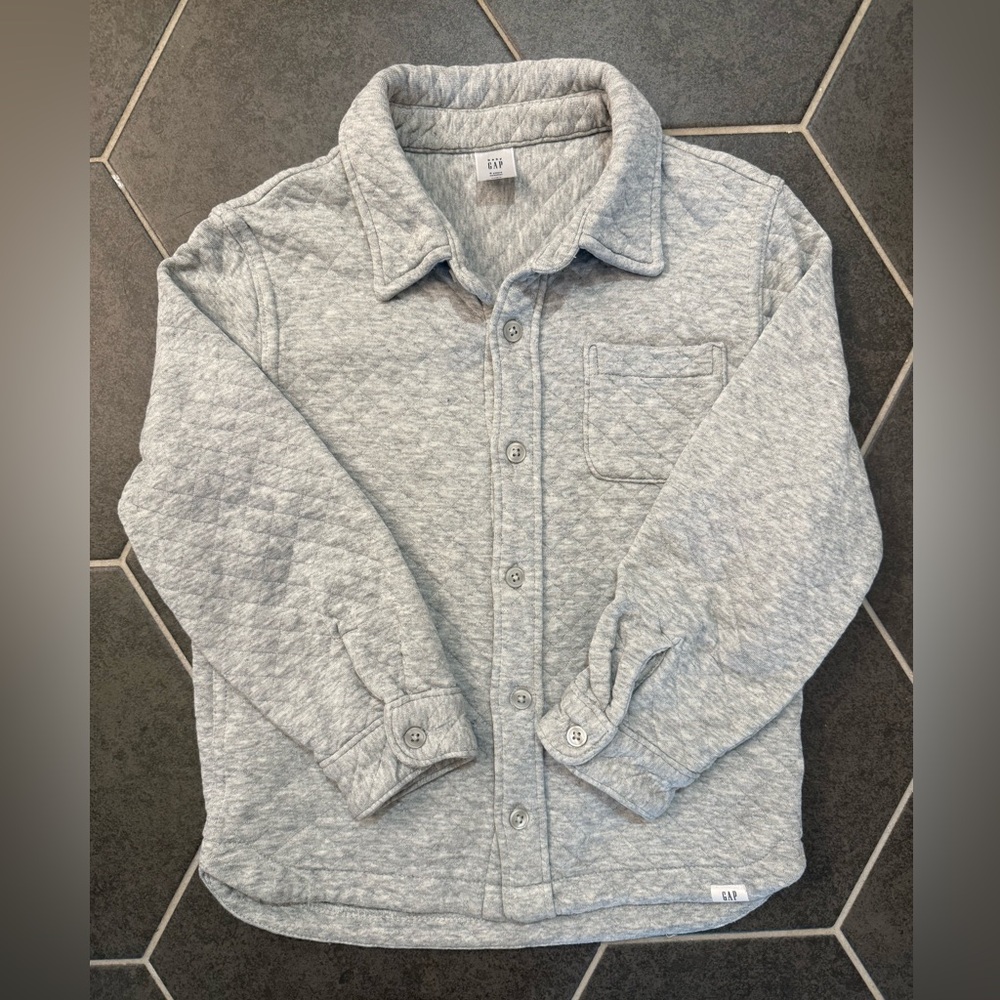 Gap Kids Gray Quilted Button-Up Shirt